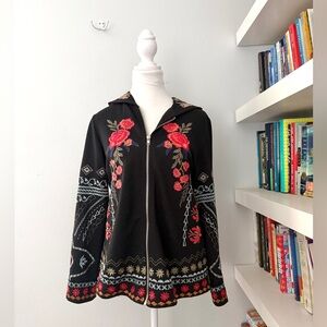 Dor Dor Couture Embroidered Colorful Boho Hoodie Medium/Large